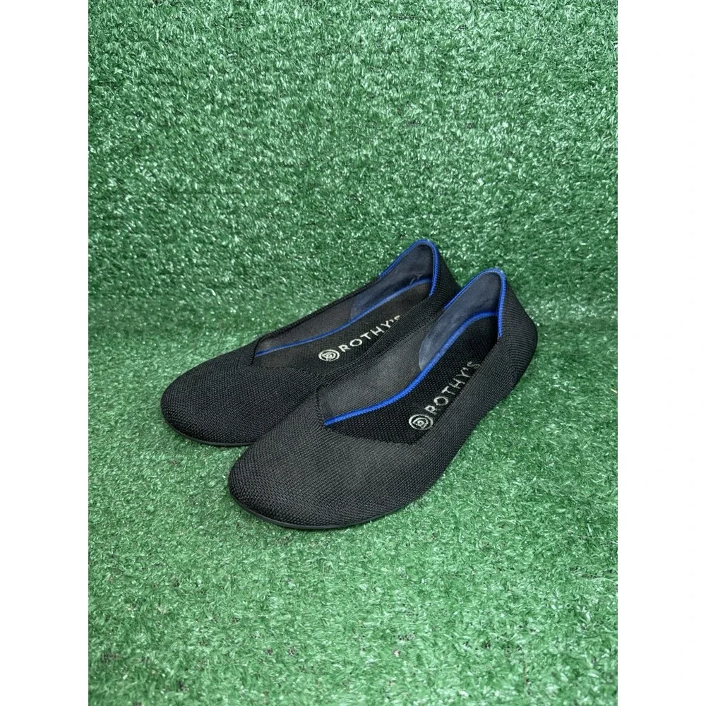 Rothy's Shoes Womens Size 9 Black The Flat Knit Ballet Flats Round Toe Casual‎